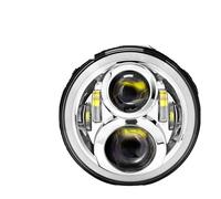 ELDVSUA Avant Phare Moto Phare Moto Universel À LED H4 7 Pouces Pour Softail Pour Slim Pour Fat Pour Boy Pour Halo Angel Eyes DRL DOT(60W Headlight C)