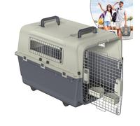 Eldzenith Boîte de transport pour chat - Avec verrouillage de sécurité et grille d'aération - Pour les voyages en avion - Avec barrière d'urine - Gamelles et poignée de transport - Taille XL - 80,5 x