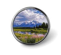Élé badge rond imprimé du parc national de Grand Teton, épingle à revers en alliage d'aluminium de 2,5 cm avec motif de transfert thermique, épingle en métal légère pour chemises, vestes, cadeaux uniq