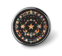 Élé badge rond, magnifique motif étoiles et lune, épingle à revers en alliage d'aluminium de 2,5 cm avec transfert thermique, épingle en métal légère pour chemises, vestes, cadeaux uniques