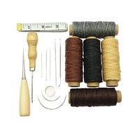 ele ELEOPTION 16pcs Aiguilles à Coudre à la Main avec alêne de Forage de Cordon de Fil ciré Cuir et dé à Coudre pour réparation de Cuir