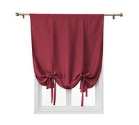 ele ELEOPTION Attacher Les Stores occultant Rideau de fenêtre Isolant Thermique Drapé Panneau Décoration de la Maison Balloon Shades pour Chambre (Vin Rouge, 120 * 120cm)