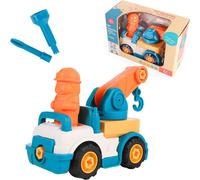 ele ELEOPTION camion de chantier jouet, engins de construction voitures jouet benne, camion de ciment, grue jouet cadeau pour enfants de 3 ans et plus (grue + minifigures)