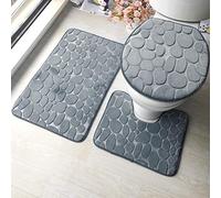 Ele ELEOPTION Ensemble de Tapis de Bain Autoportant Antidérapant en Mousse à Mémoire de Forme - Doux, Confortable, Respirant et Absorbant l'Eau (Lot de 3 Gris)