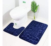 ele ELEOPTION Ensemble de Tapis de Bain Autoportant Antidérapant, Tapis de Bain en Mousse à Mémoire de Forme Doux et Confortable Respirant, Tapis de Bain Absorbant l'eau (Bleu)