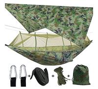 ele ELEOPTION Hamac avec moustiquaire, Ultralight Étanche Nylon Portable Hammack Bâche Tente Tissu de Pique-Nique, Hamac Suspendu avec Sangles d'arbre pour l'extérieur/randonnée/Voyage (Camo)