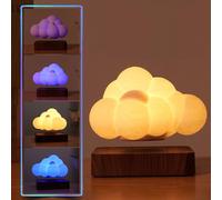 ele ELEOPTION Lampe flottante 3D mise à niveau, 3 dégradés de couleurs, lampe de chevet LED, lampe de chevet, tactile, à intensité variable, rechargeable, convient pour offrir, 16 cm (couleur bois