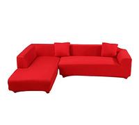 ele ELEOPTION Lot de 2 Housses de canapé élastiques/Extensibles pour canapé en L avec 2 Housses de Coussin, Rouge