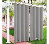 ele ELEOPTION Lot de 2 Rideaux d'extérieur imperméables, Coupe-Vent, avec œillets en Haut et en Bas, Opaques, Protection UV, pour Balcon, Jardin, Cour (Gris Clair, 2 pièces/132 x 240 cm)