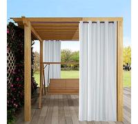 ele ELEOPTION - Lot de 2 Rideaux d'extérieur imperméables, occultants, Coupe-Vent, Protection UV, pour Balcon, Jardin, Cour, 137 x 275 cm, Blanc