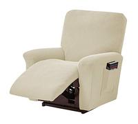 ele ELEOPTION Lot de 4 Housses de Canape, Extensibles, pour Fauteuil Inclinable de Relaxation et de Massage, Elasthanne, Dotees de Jacquard, Beige