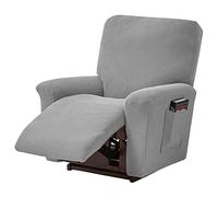ele ELEOPTION Lot de 4 Housses de Canape, Extensibles, pour Fauteuil Inclinable de Relaxation et de Massage, Elasthanne, Dotees de Jacquard, Gris Clair