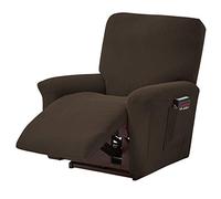 ele ELEOPTION Lot de 4 Housses de Canape, Extensibles, pour Fauteuil Inclinable de Relaxation et de Massage, Elasthanne, Dotees de Jacquard, Marron