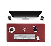 ele ELEOPTION Pad de Bureau Tapis de Souris PU Cuir antidérapant Bureau Pad Étanche Durable Table Pad pour Le Bureau et l'école (80cm*40cm, Rouge + Jaune)