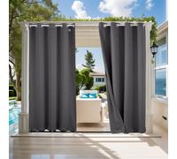 ele ELEOPTION Rideau Extérieur Imperméables Protéger Contre UV Isolants Thermiques, avec Perforations, Adaptés aux Jardins, Terrasses, Pergola, Balcons, Texturé 3D Gris Foncé, 2 Pièces / 132 X 275cm