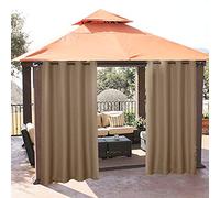 ele ELEOPTION Rideaux d'extérieur Hydrofuges, Protection Anti-UV avec œillets, pour Jardin, Cour, Balcon, Brun, 2 Pièces / 132 X 213cm