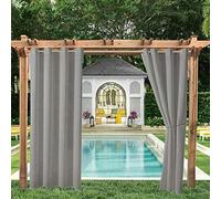 ele ELEOPTION Rideaux d'extérieur Hydrofuges, Protection Anti-UV avec œillets, pour Jardin, Cour, Balcon, Gris Clair, 4 Pièces / 132 X 240cm