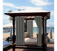 ele ELEOPTION Rideaux d'extérieur Hydrofuges, Protection Anti-UV avec œillets, pour Jardin, Cour, Balcon, Gris Foncé, 2 Pièces / 132 X 275cm