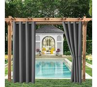 ele ELEOPTION Rideaux d'extérieur Hydrofuges, Protection Anti-UV avec œillets, pour Jardin, Cour, Balcon,Gris Foncé, 4 Pièces / 132 X 240cm