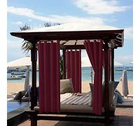 ele ELEOPTION Rideaux d'extérieur Hydrofuges, Protection Anti-UV avec œillets, pour Jardin, Cour, Balcon, Vin Rouge, 4 Pièces / 132 X 213cm
