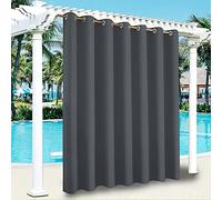 ele ELEOPTION Rideaux d'Extérieur Imperméables, Protection Anti-UV Coupe-Vent avec Oeillets, Rideaux Intérieur et Extérieur pour Pergola Jardin, Cour, Balcon (2 Pièces, Gris Foncé, 254 x 241 cm)