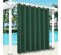 ele ELEOPTION Rideaux d'Extérieur Imperméables, Protection Anti-UV Coupe-Vent avec Oeillets, Rideaux Intérieur et Extérieur pour Pergola Jardin, Cour, Balcon (1 Pièces, Vert Foncé, 213 x 241 cm)