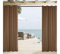 ele ELEOPTION Rideaux Imperméable d'extérieur, Rideau Résistant à la Décoloration Rideau Occultants avec Oeillet pour Porche Avant, Pergola, Cabanon, Gazebo (137 x 244cm, Café)