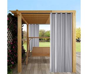 ele ELEOPTION Rideaux Imperméable d'extérieur, Rideau Résistant à la Décoloration Rideau Occultants avec Oeillet pour Porche Avant, Pergola, Cabanon, Gazebo (137 x 244cm, Gris Clair)