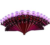 ele ELEOPTION Set d'extenseur d'oreille Taper d'oreille 18 paires de tiges d'extension Set d'extenseur d'oreille en silicone acrylique 1,6mm-10mm avec 7 paires de Flared Tunnel Plug set 3mm-12mm, rose