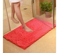 ele ELEOPTION Soft Shag Tapis de Bain Tapis Cuisine Porte Pieds de Porte Tapis Bande Antidérapante Paillasson Absorbant Tapis De Bain Douche Shaggy Tapis - 60 x 90 cm, Rose Rouge