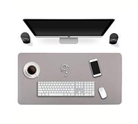 ele ELEOPTION Tapis de souris en cuir PU, tapis d'écriture de bureau étanche multifonctionnel, tapis Ultra-mince double face pour la maison de bureau (Gris/Argent, 120x60cm)