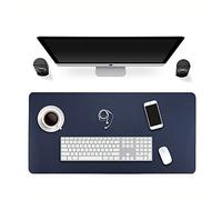 ele ELEOPTION Tapis de souris en cuir PU, tapis d'écriture de bureau étanche multifonctionnel, tapis Ultra-mince double face pour la maison de bureau (Bleu Foncé/Jaune, 120x60cm)