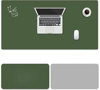 ele ELEOPTION Tapis de Souris en Cuir PU, Tapis d'écriture de Bureau étanche Multifonctionnel, Tapis Ultra-Mince Double Face pour la Maison de Bureau (Vert Foncé/Gris, 80x40cm)