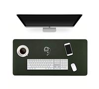 ele ELEOPTION Tapis de souris en cuir PU, tapis d'écriture de bureau étanche multifonctionnel, tapis Ultra-mince double face pour la maison de bureau (Vert Foncé/Gris, 120x60cm)