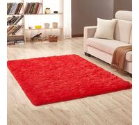 ele ELEOPTION Tapis Shaggy, Soft Pile Moderne Antidérapant Salon Moelleux Tapis Shaggy Tapis de sol Rouge - 140x200CM