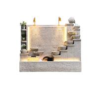 Ele Fontaine cascade en pierre lumineuse à DEL avec étagères de jardinière double face pour intérieur et extérieur Det 400,6 x 200,7 cm (B + couleur pierre)