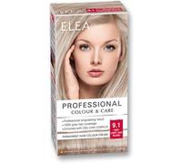 ELEA PROFESSIONAL CREME DE COLORATION PERMANENTE POUR CHEVEUX 9.1 blond cendré très clair AVEC COMPLEXE DE SOIN D'HUILES, ivoire