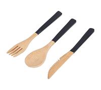 Eleage Couverts Japonais en Bois de Haute qualité, sans BPA, Cuillères, Fourchettes, Couteaux pour la Cuisine, Bois de Phoebe Naturel, 3 Pièces (Noire)