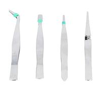 Eleage Ensemble de Pinces à épiler, Outils de Précision en Acier Inoxydable pour L'électronique et L'artisanat, Conception de Pointe Coudée et Pointue 4 Pièces