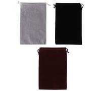 Eleage Ensemble de Sacs de Rangement en Tissu floqué avec Cordon de Serrage, Sac Cadeau Durable pour Bijoux et Bonbons, Pochette en Polyester Doux pour Mariages et Fêtes, 3 Pièces Gris/marron/noir