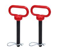 Eleage Goupille D'attelage de Remorque Robuste et Clip avec Poignée Rouge pour équipement de Remorquage et de Pelouse, Diamètre 0,61 Pouces, Longueur 4,72 Pouces, Paquet de 2