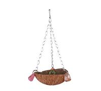Eleage Hamac Jouet Perroquet Durable, Panier Suspendu en Coquille de Noix de Coco avec Anneaux en Acrylique pour Oiseaux et écureuils