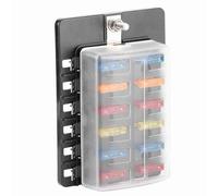 Eleage Kit de Boîte à Fusibles 12 Voies avec Indicateur LED, Support de Bloc de Fusibles Durable pour Voiture, Camion, Bateau - Système électrique Complet 100 A