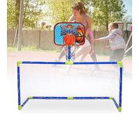Eleage Mini Système de Basket-Ball et de Football pour Enfants, pour S'amuser en Intérieur et en Extérieur, Panneau Arrière en Plastique trempé Solide avec Balles