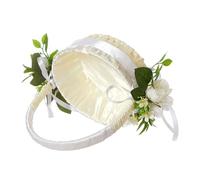 Eleagnt Petit panier en rotin demi-lune avec poignée pour décoration de mariage et de maison, panier pour amateurs de jardin