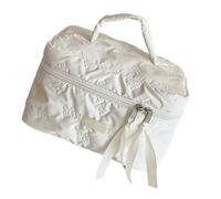 Eleagnt Trousse de maquillage avec nœuds pour femmes et filles qui aiment le rangement élégant et fonctionnel pour le maquillage des femmes, blanc, Beauté de masse