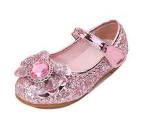 Eleasica Chaussures pour Déguisement pour Enfant Cendrillon Princesse Elsa Sandales pour Fille Talons Plats Carnaval Soirée Noël Cadeau Halloween Anniversaire Paillettes,Rose,24