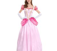 Eleasica Déguisement de Princesse Peach Adulte Cosplay Robe Longue de Conte de Fée Halloween Soirée d'Anniversaire Spectacle, 2XL