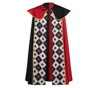 Eleasica Déguisement Reine de Cœur Alice au Pays des Merveilles Cape de Costume Adulte pour Cosplay Carnaval Halloween Fête Rouge et Noir avec Symboles de Cartes à Jouer, M