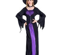 Eleasica Déguisement Sorcière Halloween Cosplay de Vampire Robe Longue de Magicien avec Chapeau Pointu et Colier Costume Spéciale à Thème Magique, L
